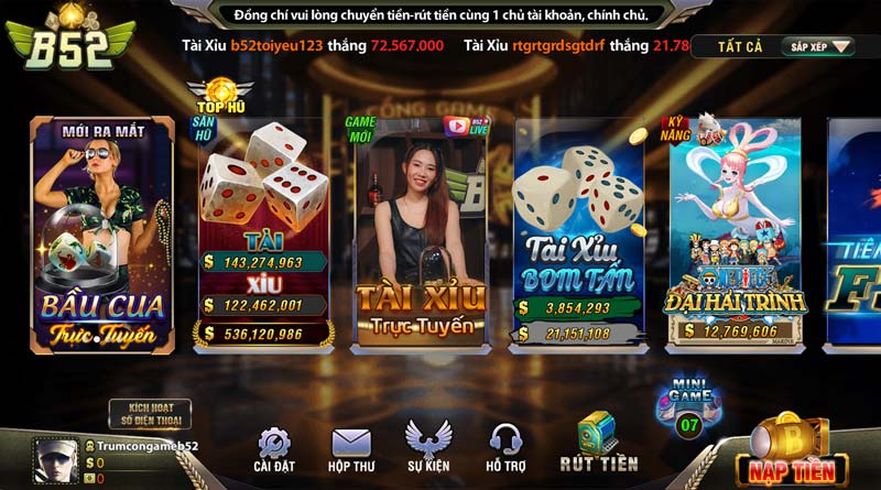 Những trò chơi hấp dẫn mới nhất tại cổng game B52