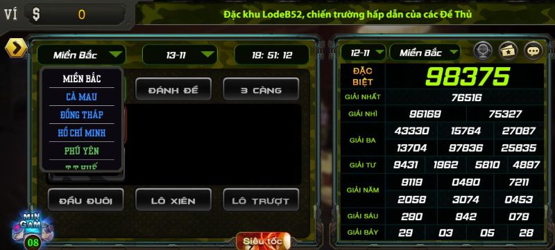 Lô đề tại B52 cho phép tham gia cả 3 miền Bắc - Trung - Nam