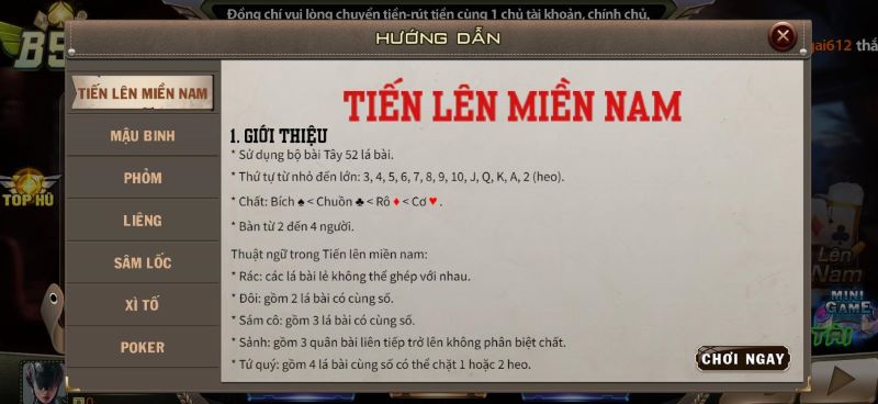 Luật chơi tiến lên miền Nam cho người mới