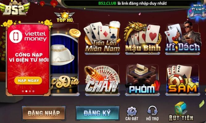 Các loại hình chơi bài online kiếm tiền thật tại B52